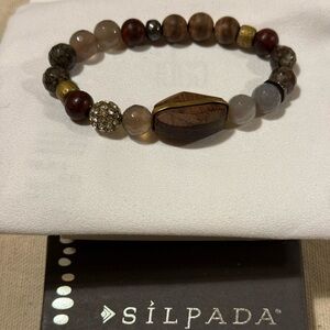 Silpada bracelet, rosewood, quartz,cubic zirconia, agate, sterling silver.